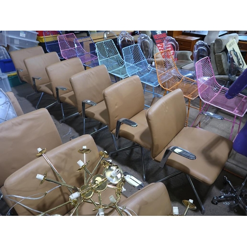 823 - SIX CHROME FRAMED ARMCHAIRS