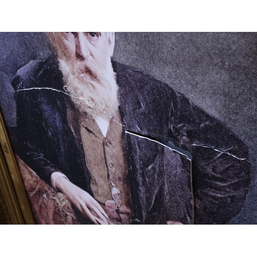 914 - LARGE GILT FRAMED PICTURE, AND TWO MIRRORS