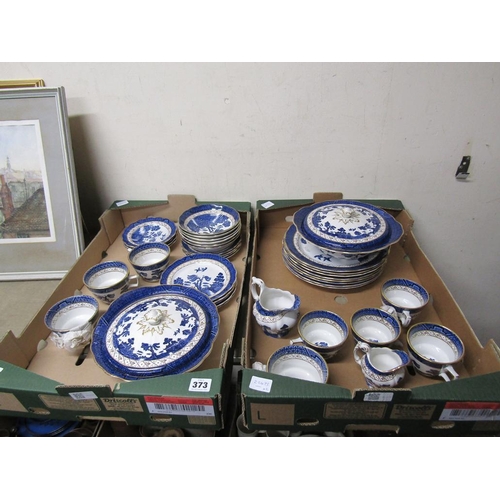 373 - TWO BOXES OF REAL OLD WILLOW B&W CHINA