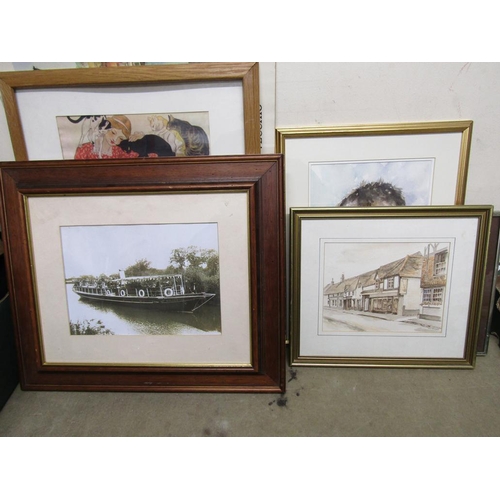 375 - NINE MISC. PICTURES AND PRINTS