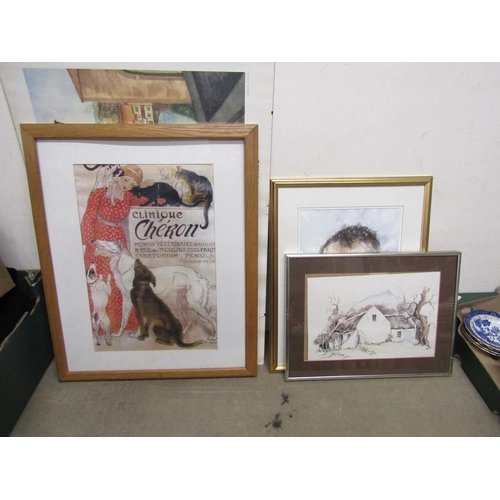 375 - NINE MISC. PICTURES AND PRINTS