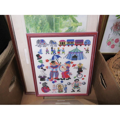 388 - BOX OF MIXED PICTURES AND PRINTS