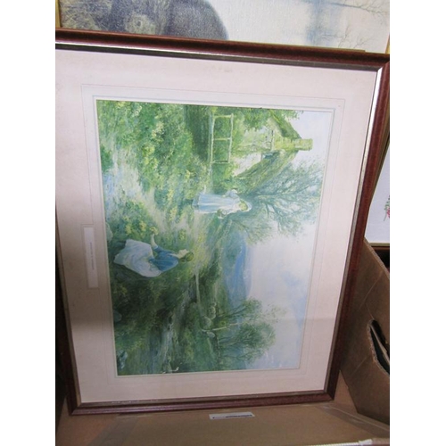 388 - BOX OF MIXED PICTURES AND PRINTS