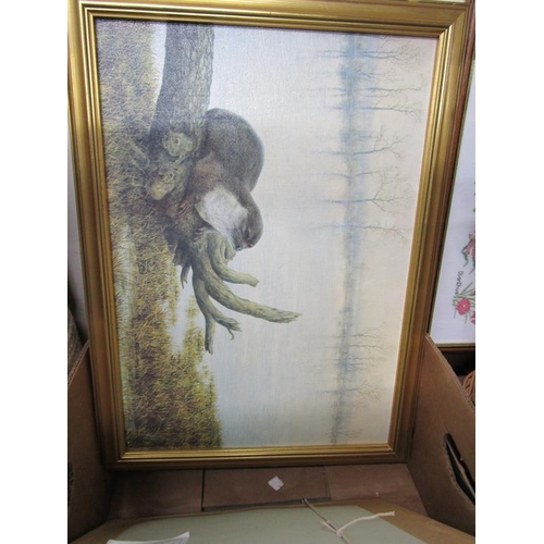 388 - BOX OF MIXED PICTURES AND PRINTS