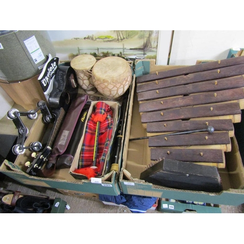 TWO BOXES OF MUSICAL INSTRUMENTS
