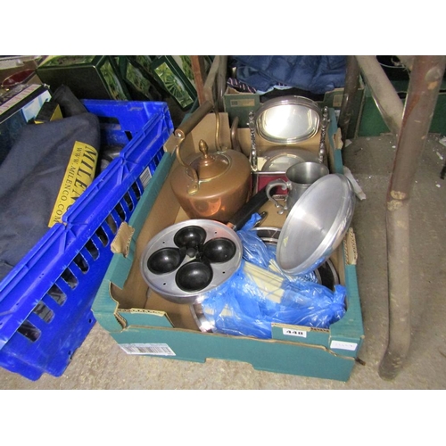 448 - METALWARE, COPPER KETTLE, MIRROR ETC