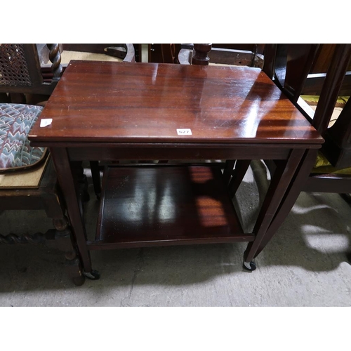 627 - MAHOGANY TEA TROLLEY