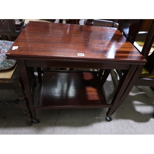 627 - MAHOGANY TEA TROLLEY