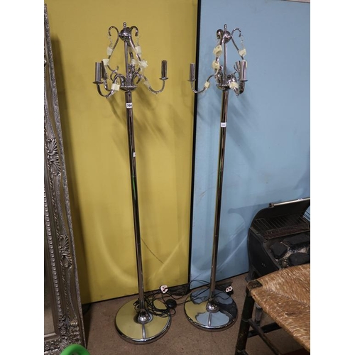 704 - TWO CHROME STANDARD LAMPS
