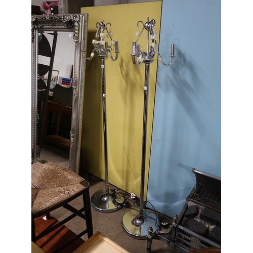 704 - TWO CHROME STANDARD LAMPS