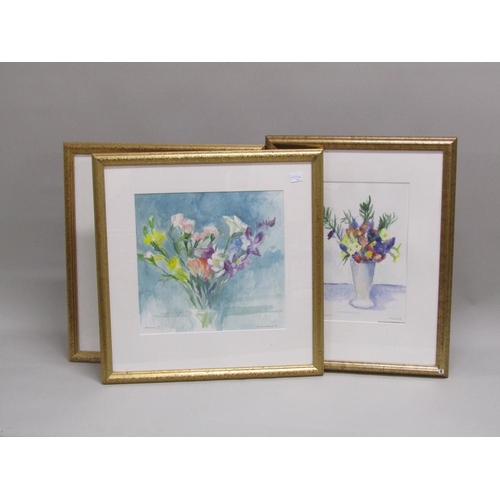 1200 - ANTHONY HARRIS - SERIES OF FOUR F/G FLORAL WATERCOLOURS, NAMED & SIGNED