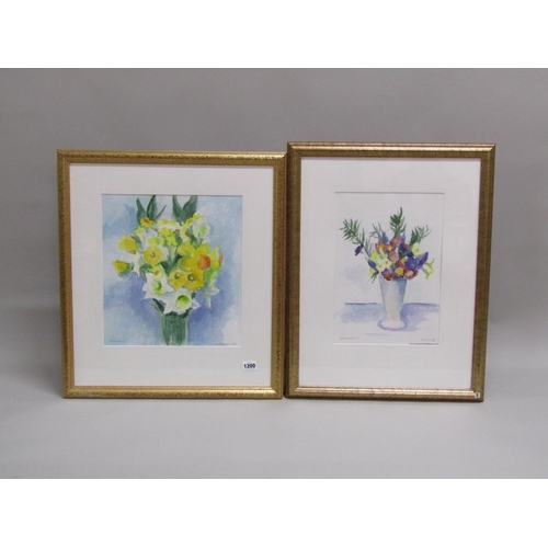 1200 - ANTHONY HARRIS - SERIES OF FOUR F/G FLORAL WATERCOLOURS, NAMED & SIGNED