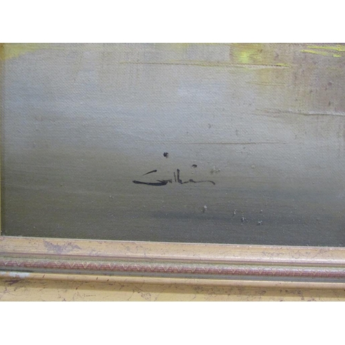 1201 - SIGNED INDISTINCTLY - HONG KONG HARBOUR, OIL ON PANEL, FRAMED