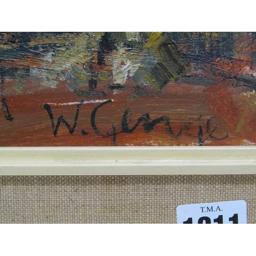 1211 - W GENGE - SANTORINI GREECE, SIGNED OIL ON BOARD, FRAMED