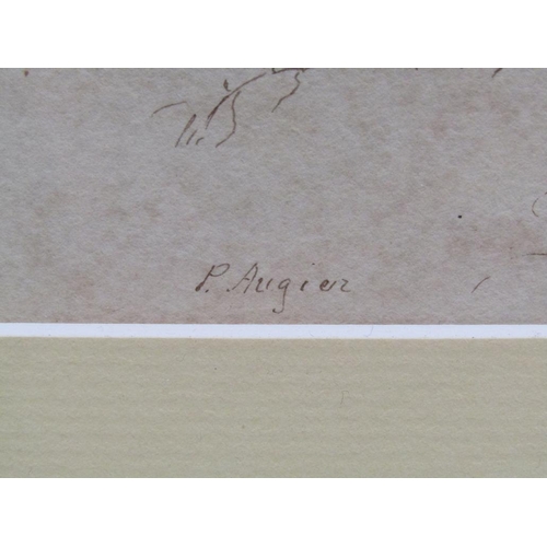 1212 - P AUGIER - END OF THE DAY, F/G SEPIA WATERCOLOUR