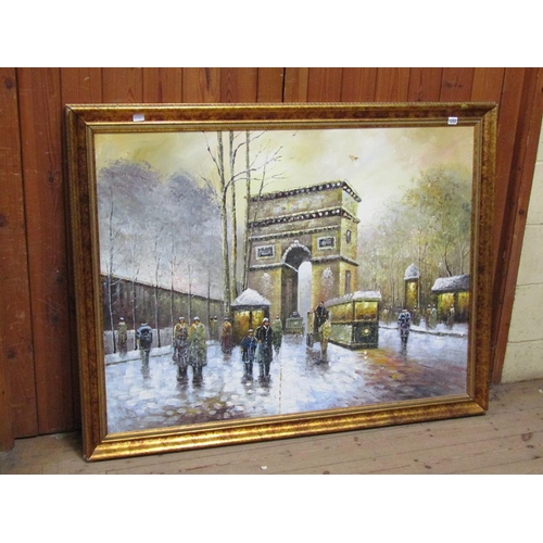 1222 - SIGNED INDISTINCTLY - THE ARC DE TRIOMPHE, SIGNED OIL ON CANVAS, FRAMED