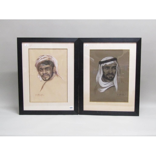 1231 - RIA ALDROWSKI - TWO ARAB GENTLEMAN, WATERCOLOURS, F/G
