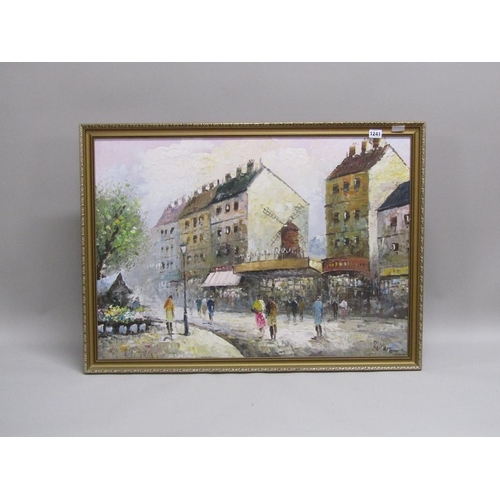 1241 - SIGNED INDISTINCTLY (BURNEL?) - MOULIN ROUGE, PARIS, OIL ON BOARD, FRAMED