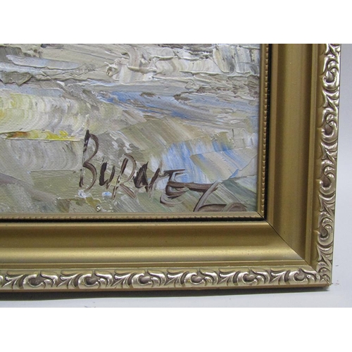 1241 - SIGNED INDISTINCTLY (BURNEL?) - MOULIN ROUGE, PARIS, OIL ON BOARD, FRAMED