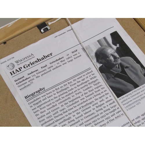 1246 - SERIES OF FOUR HAP GRIESHABER CONTEMPORARY COLOURED WOODCUT PRINTS