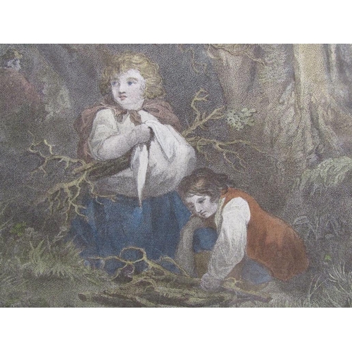 1248 - COLOURED PRINT - GATHERING WOOD