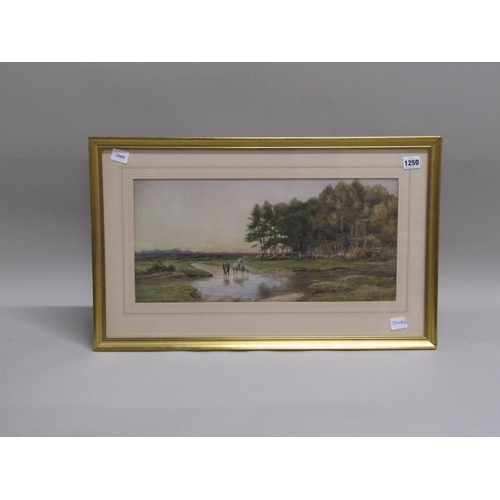 1250 - UNSIGNED - WATERING THE HORSES, F/G WATERCOLOUR