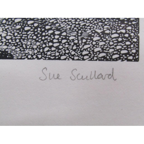 1261 - TWO F/G B&W ENGRAVINGS - ONE BY SUE SCULLARD