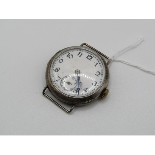 1453 - EARLY 20C SILVER CASED WRISTWATCH MOVEMENT, CASE STAMPS R.W.C