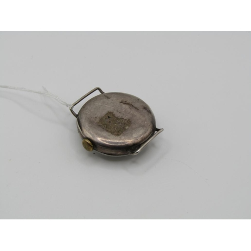 1453 - EARLY 20C SILVER CASED WRISTWATCH MOVEMENT, CASE STAMPS R.W.C