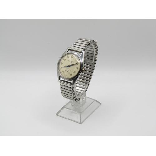 1456 - S PARTON OF NORWICH STAINLESS STEEL CASED GENTS WRISTWATCH