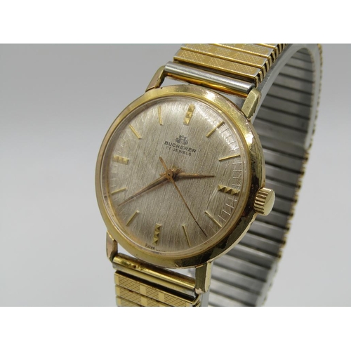 1460 - BUCHERER 17 JEWEL GENTS WRISTWATCH MOVEMENT ON EXPANDING METAL STRAP