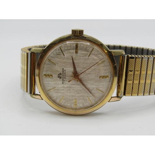 1460 - BUCHERER 17 JEWEL GENTS WRISTWATCH MOVEMENT ON EXPANDING METAL STRAP