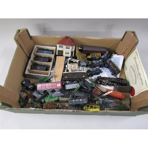 1285 - BOX OF TRAINS, TRACK, AND ACCESSORIES