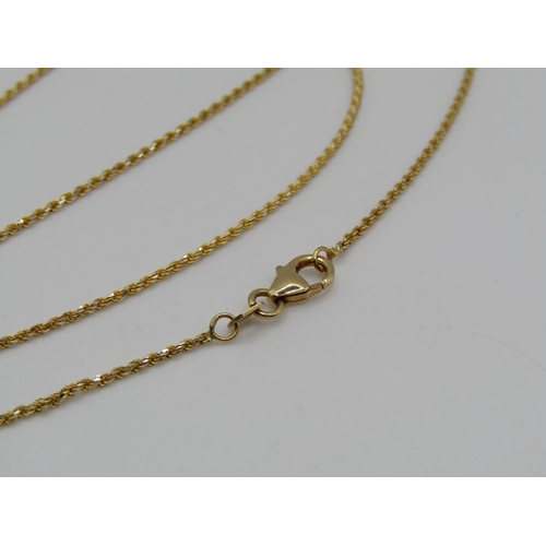 1580 - 18ct GOLD CHAIN WITH ATTACHED GREENSTONE DIAMOND PENDANT 4.3g appx and 41 cms inc clasps appx