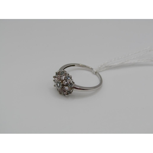 1606 - WHITE GOLD AQUAMARINE RING SIZE Q