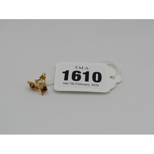 1610 - SILVER GILT GARNET EARRINGS