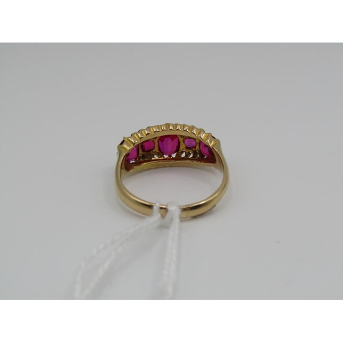 1618 - 18CT VICTORIAN RUBY (SYNTHETIC) DIAMOND RING FULL HALLMARK