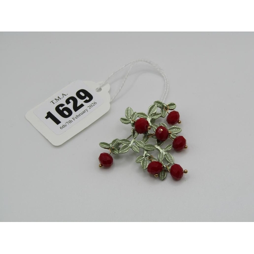 1629 - RED BERRY BROOCH