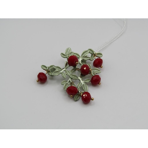 1629 - RED BERRY BROOCH