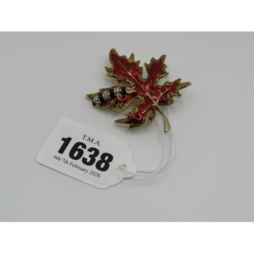 1638 - ENAMEL MAPLE LEAF BROOCH