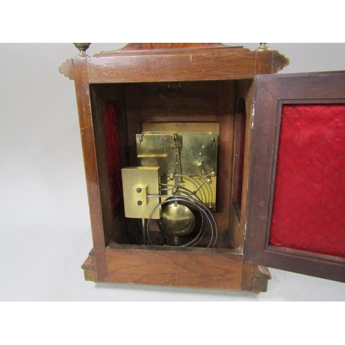 1425 - EDWARDIAN MAHOGANY AND WALNUT CASED BRACKET CLOCK