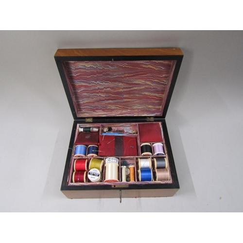 1321 - VICTORIAN NEEDLEWORK BOX AND CONTENTS