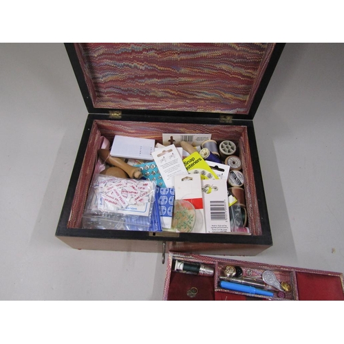 1321 - VICTORIAN NEEDLEWORK BOX AND CONTENTS