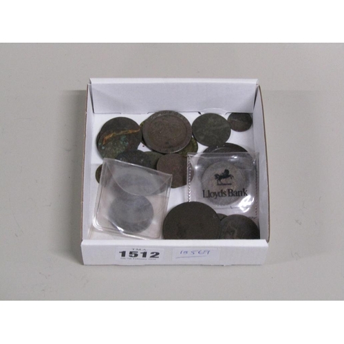 1512 - BOX OF 18/19c COPPER COINS