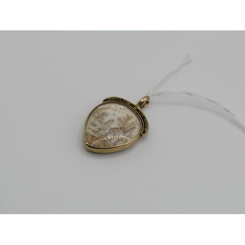 1543 - MEMORIAM PENDANT LOCKET WITH PAINTED SCENES, ENAMELLED TITLED READING 'UNITED HEARTS DEATH ONLY PART... 
