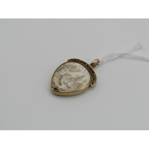 1543 - MEMORIAM PENDANT LOCKET WITH PAINTED SCENES, ENAMELLED TITLED READING 'UNITED HEARTS DEATH ONLY PART... 