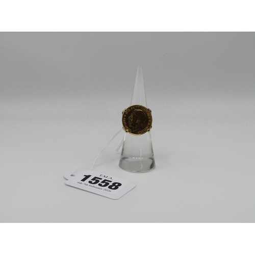 1558 - HALF SOVEREIGN RING, SIZE J 1/2