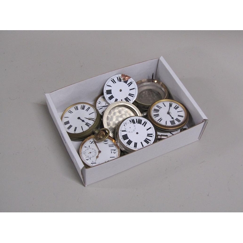 1667 - BOX OF GIANT POCKET WATCHES, MOVEMENTS ETC