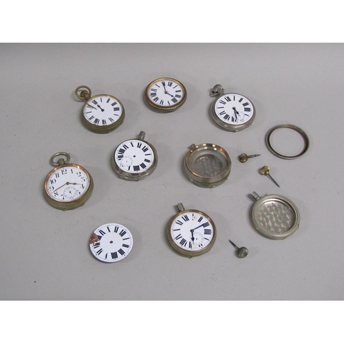 1667 - BOX OF GIANT POCKET WATCHES, MOVEMENTS ETC