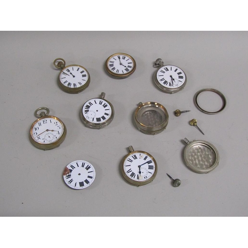 1667 - BOX OF GIANT POCKET WATCHES, MOVEMENTS ETC